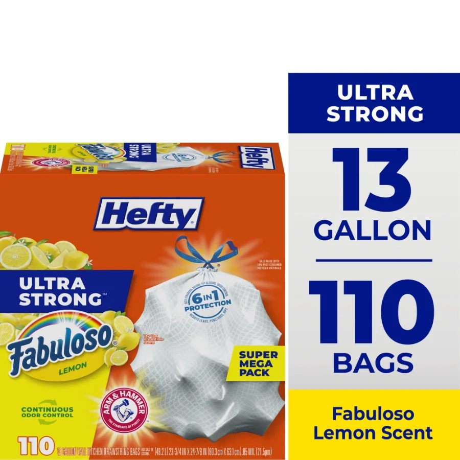

Ultra Strong 13 Gallon Tall Kitchen Trash Bags with Fabuloso Lemon Scent Ideal for Heavy-Duty Waste Disposal in Home Kitchens O