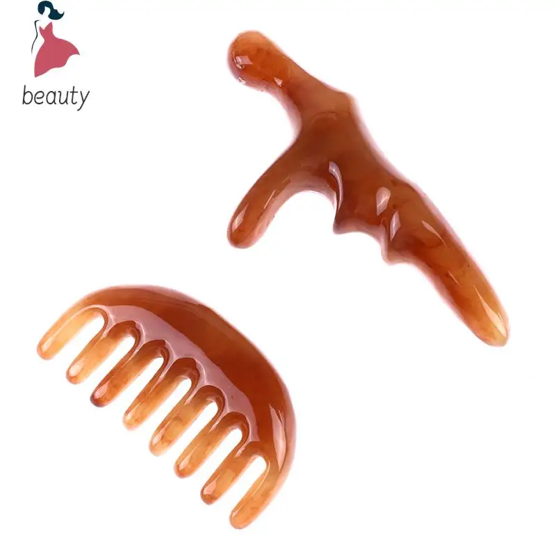 1 Pcs Resin Comb Head Massage Wide Toothed Comb SPA Guasha Scalp Face Eye Massage Brush Hair Care Tool