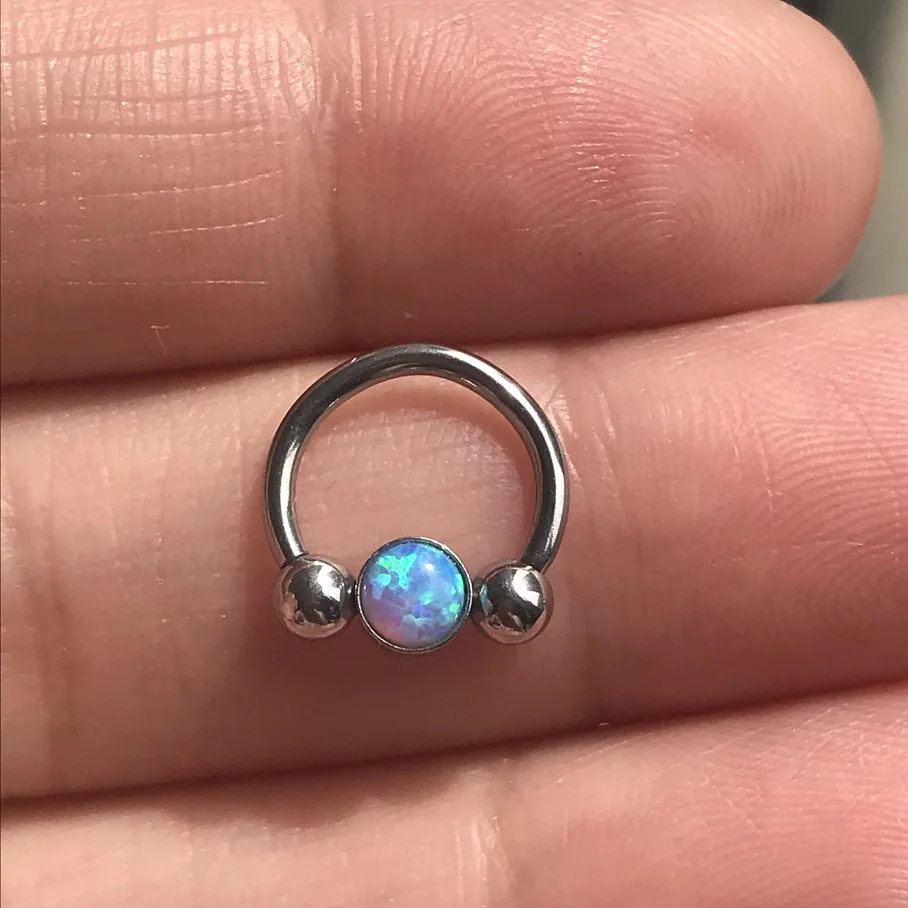 1Pc Opal Ear Septum Piercing Captive Bead Ring 16G Nose Ring BCR Piercings CBR Helix Tragus Labret Rings Piercings Body Jewelry
