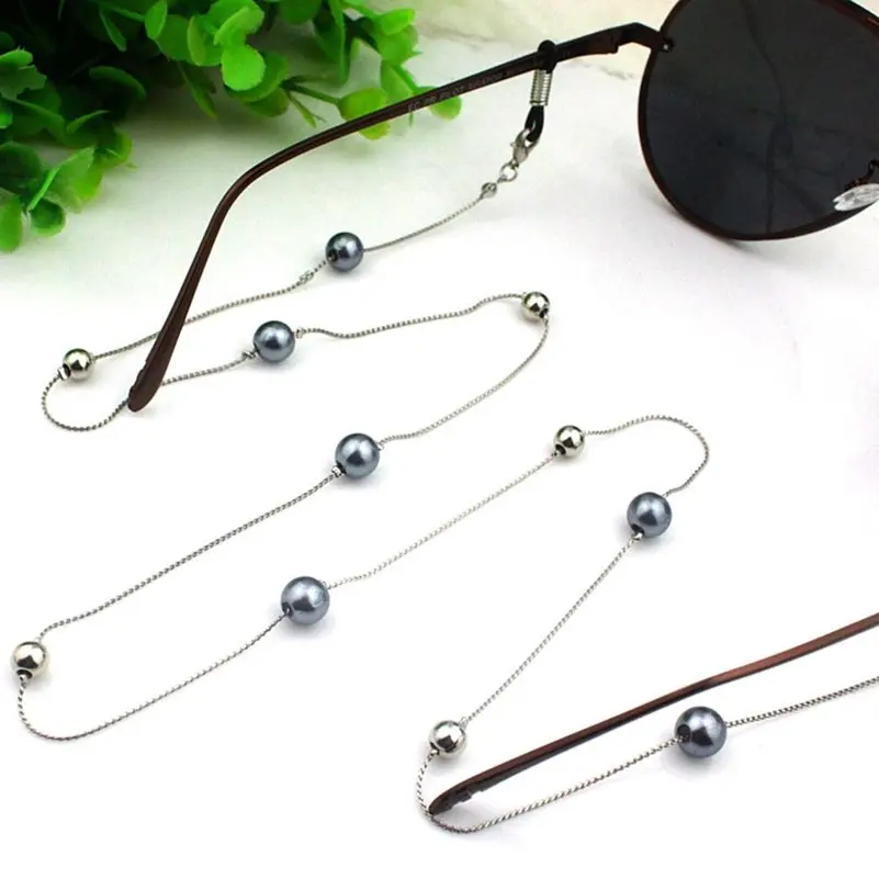 Sunglasses Masking Chains For Women Gray Pearl Beaded Eyeglasses Chains Lanyard Necklace Strap New Fashion Eyewear Accessories