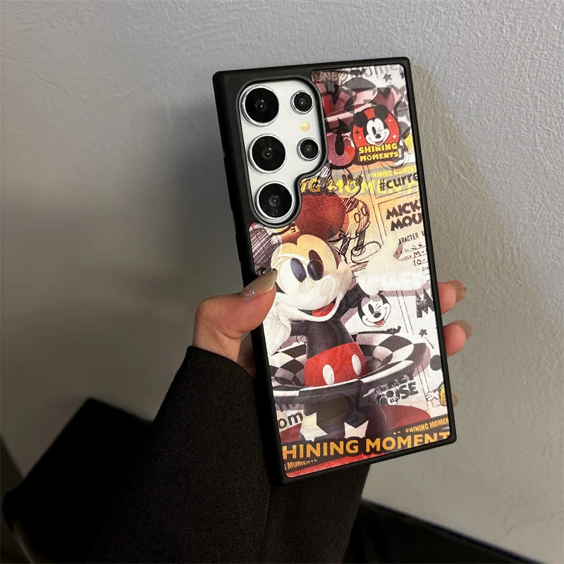 Luxury Graffitiการ์ตูนน่ารักMickey MouseกันกระแทกสําหรับSamsung S22 S23 S24 Ultra Plusตลก 3Dเปลี่ยนภาพMickey
