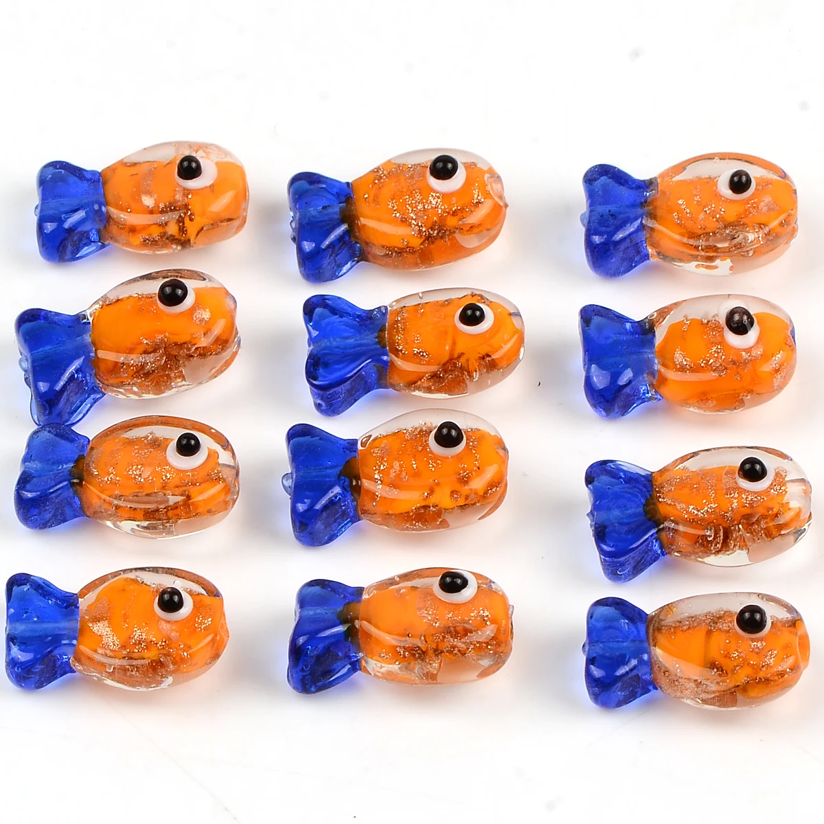 5 stücke/10 stücke Kreative Klar Orange Herz Fisch Blau Fischschwanz Glasur Glas Perlen Für Schmuck Machen DIY Lose spacer Perlen & Perle