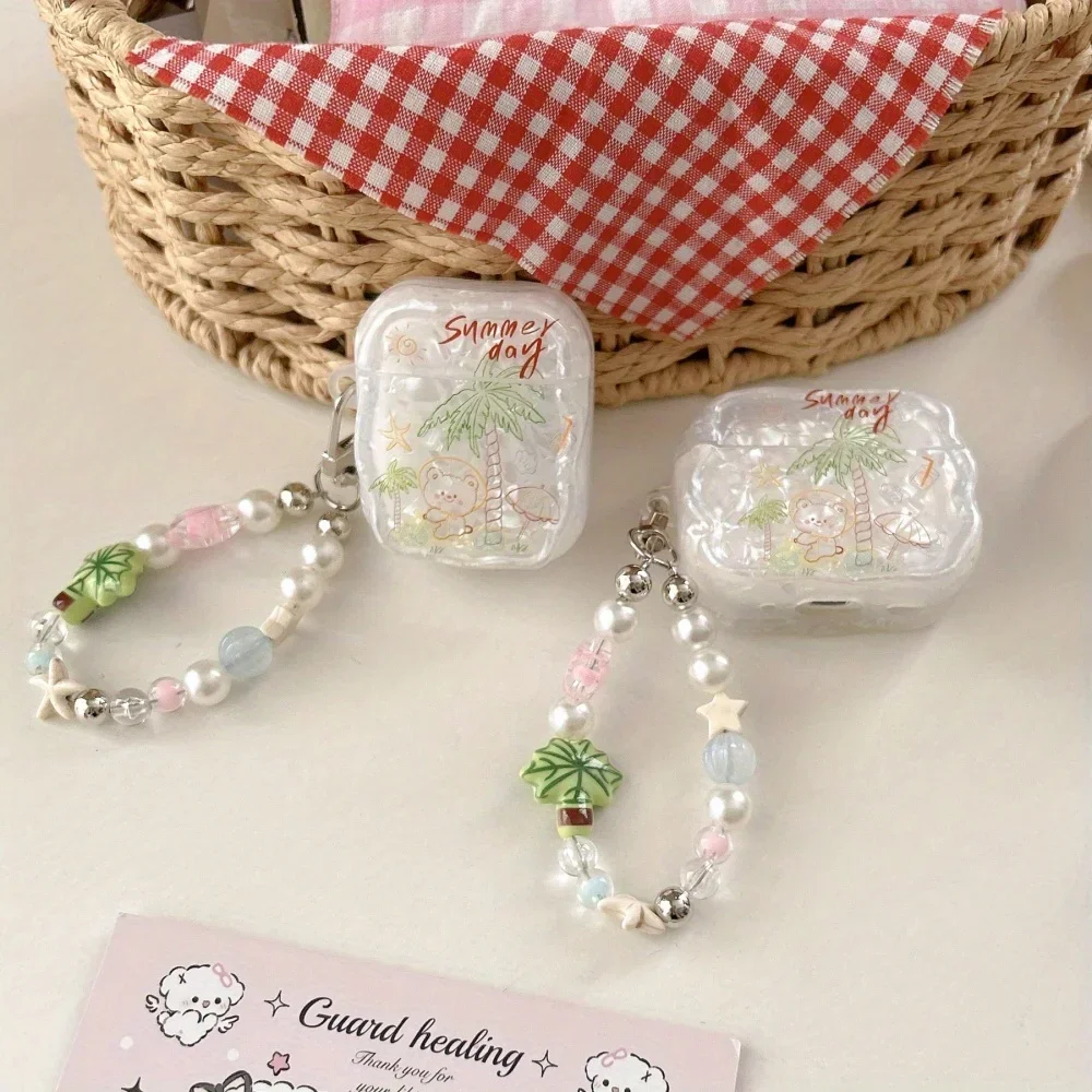 

protective case shell pattern earphone case coconut tree earphone cover AirPods 2 generation simple new 3rd generation