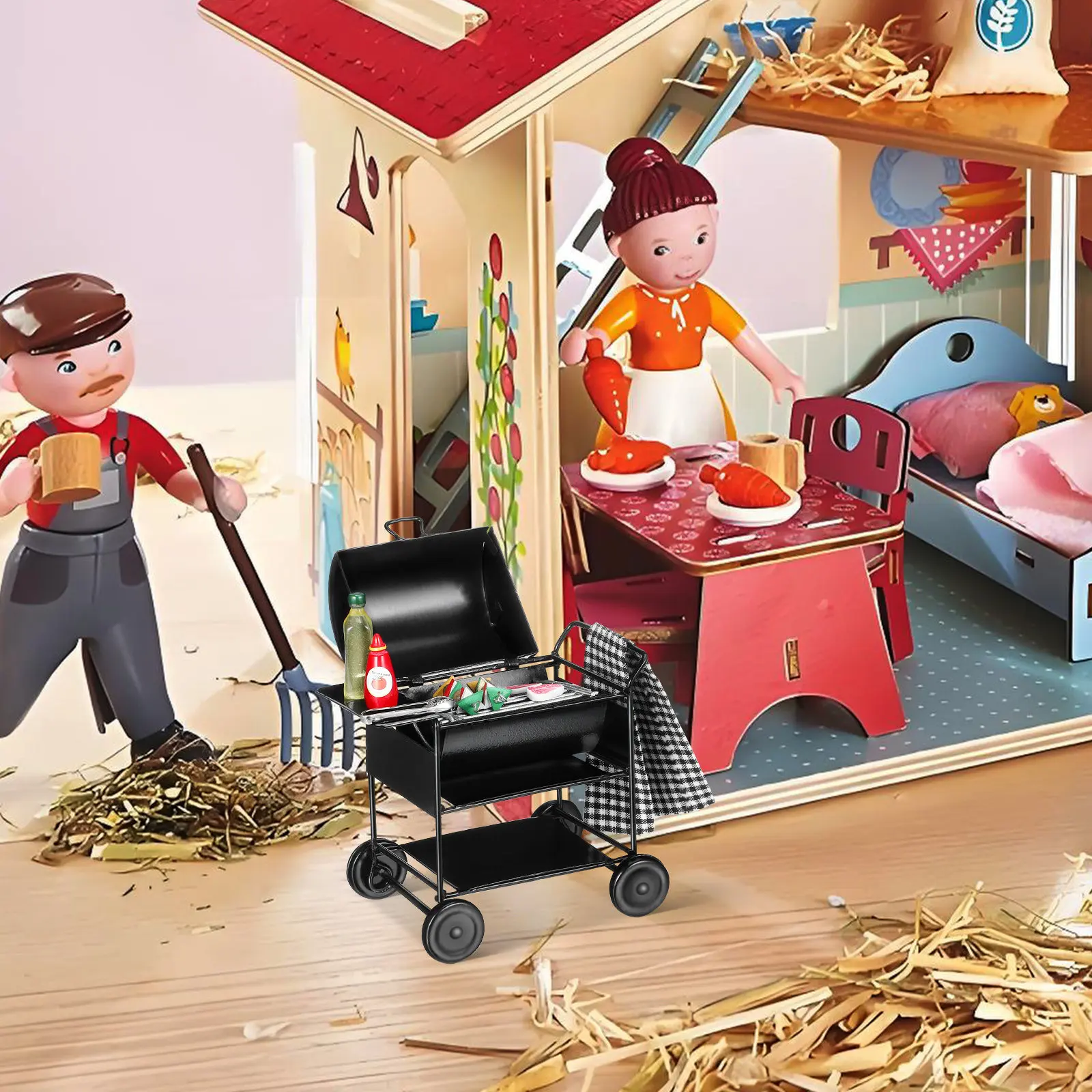 

1Set Miniature Bbq Grill Rack Compact Lightweight Barbecue Decoration Mini House Kitchen Playing Prop Pretend Cooking Tool