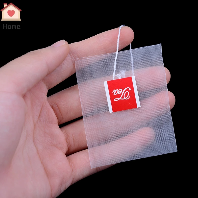 100Pcs Transparent Nylon Teabags Empty Tea Bags Disposable Nylon Tea Bags with String Heal Seal Filter Bag