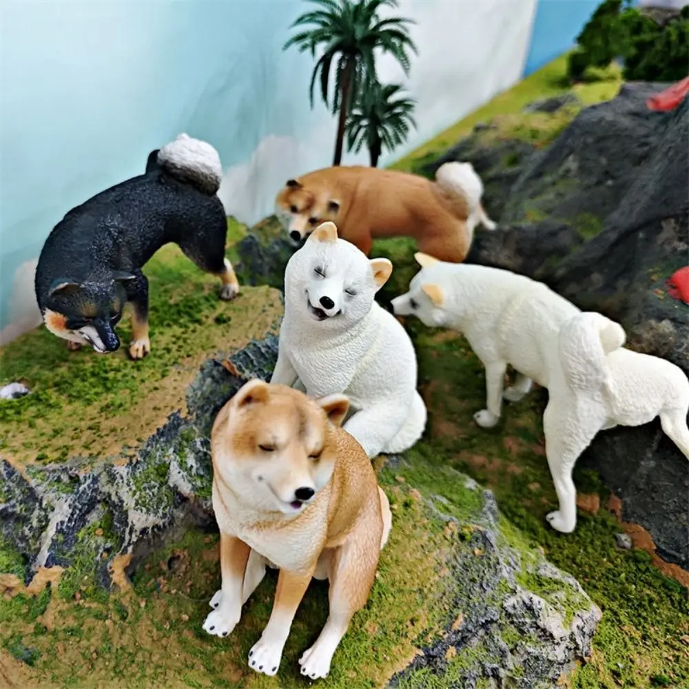 Realistic Shiba Inu Figurine Pug Miniature Dog Animal Model Ornaments Simulation Japan Shiba Inu Figure Home Decor