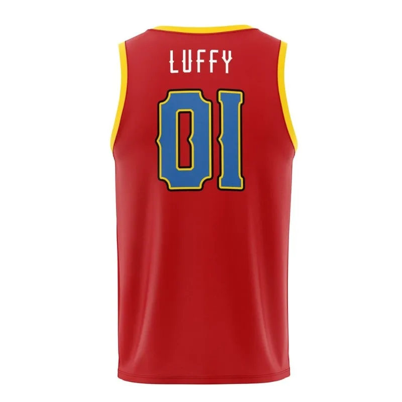 Summer Hot Anime One Piece Luffy # 1 Red Basketball Shirt Short Sleeve Adult Children Fashion Personalized Casual Sports Shirt