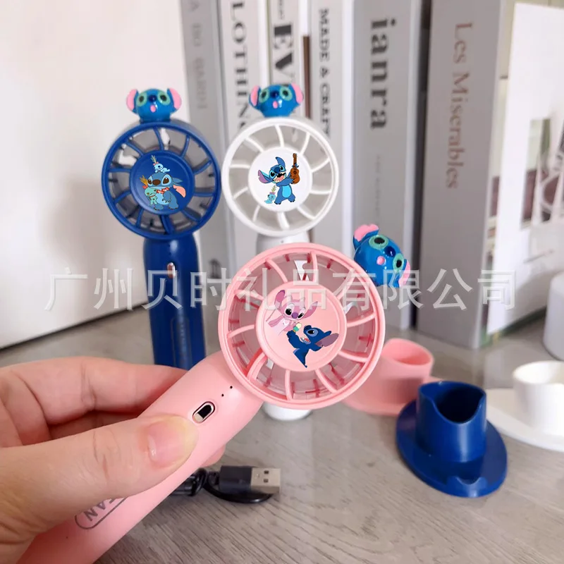 Disney Stitch/Lilo Mini Fan USB Handheld Desktop Phone Holder Portable Outdoor Camping Fan 3 Speed Air Cooler Student Gift