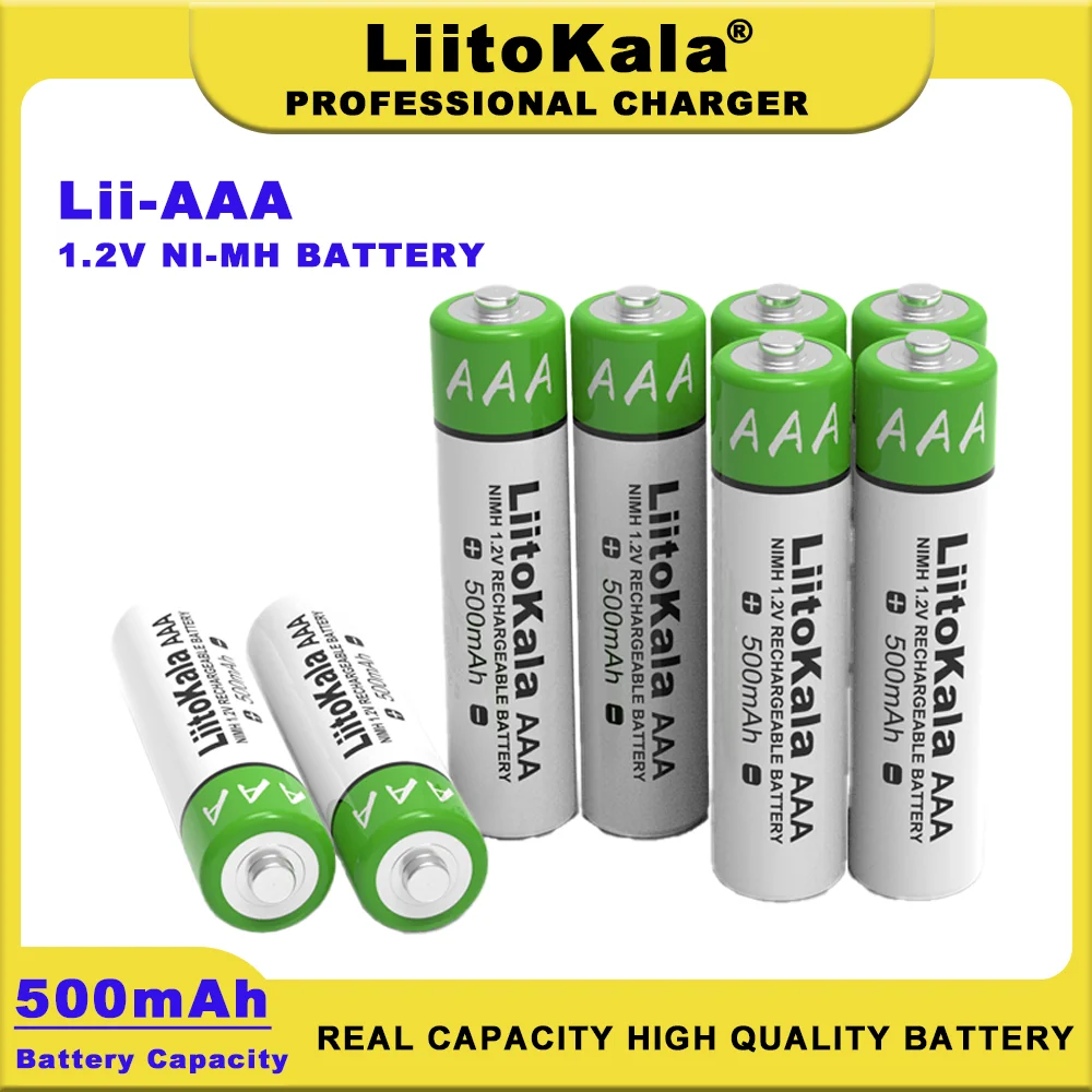 1-60PCS LiitoKala Original AAA NiMH 1.2V 500mAh Rechargeable Battery Suitable For Toys, Mice, Electronic Scales, Etc.