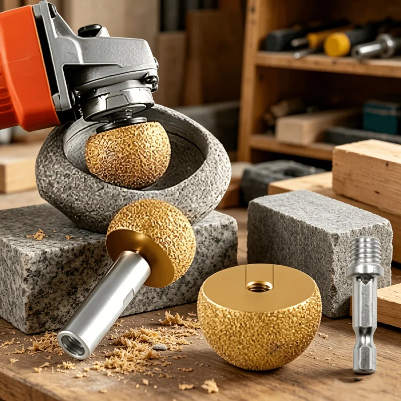 2PCS M10 Diamond Grinding Ball Head with Hex Shank Adapter, for Angle Grinder Stone Concrete Marble Carving