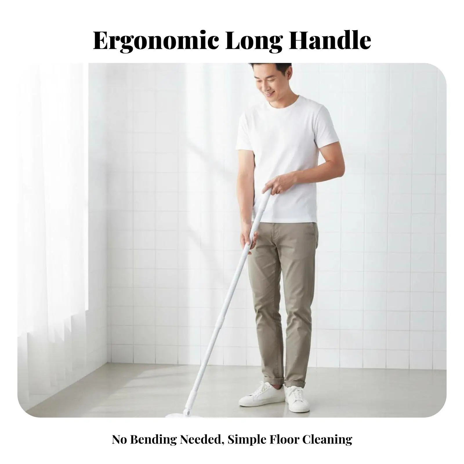 Swivel Head Floor Brush with Long Handle for Toilet Baseboard and Cramped Corner Cleaning in Tight Spaces
