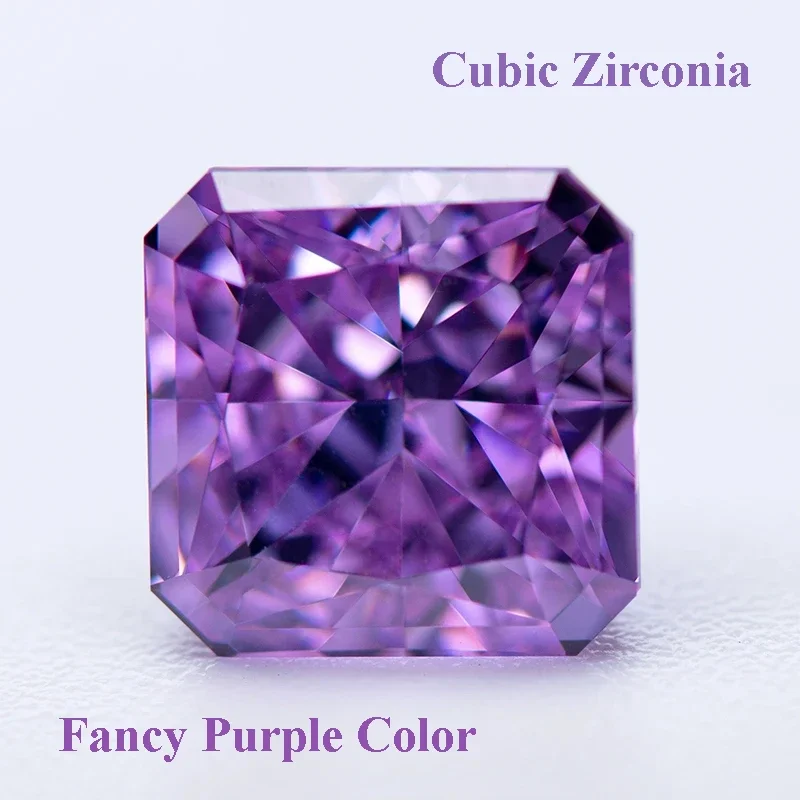 

Cubic Zirconia Crushed Ice Cut Asscher Shape Fancy Purple Color Charms Beads for Diy Jewelry Making Materials No Certificate