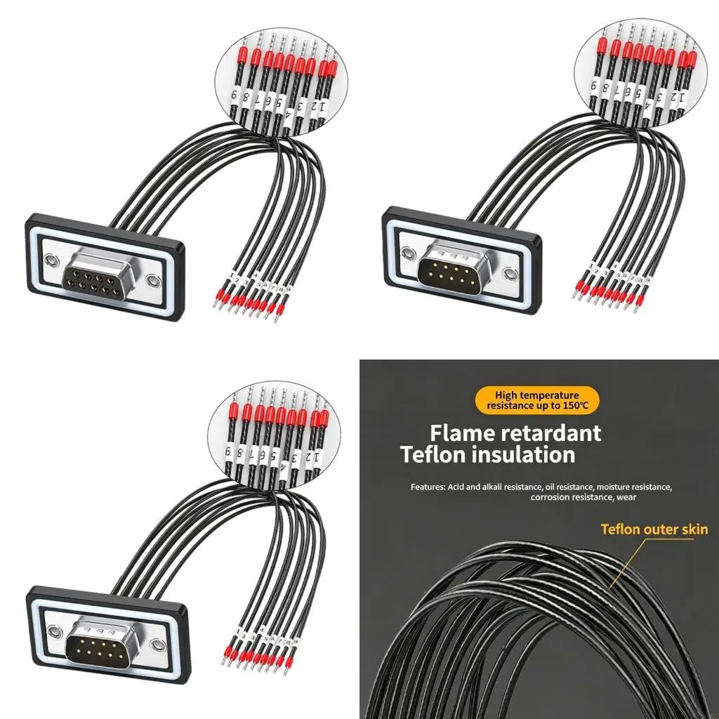 DB9pin/DB15P/DB25P Adapter to Bare Wire Cable With Numbered Sleeve 50cm Length Copper Conductors Cord 896C
