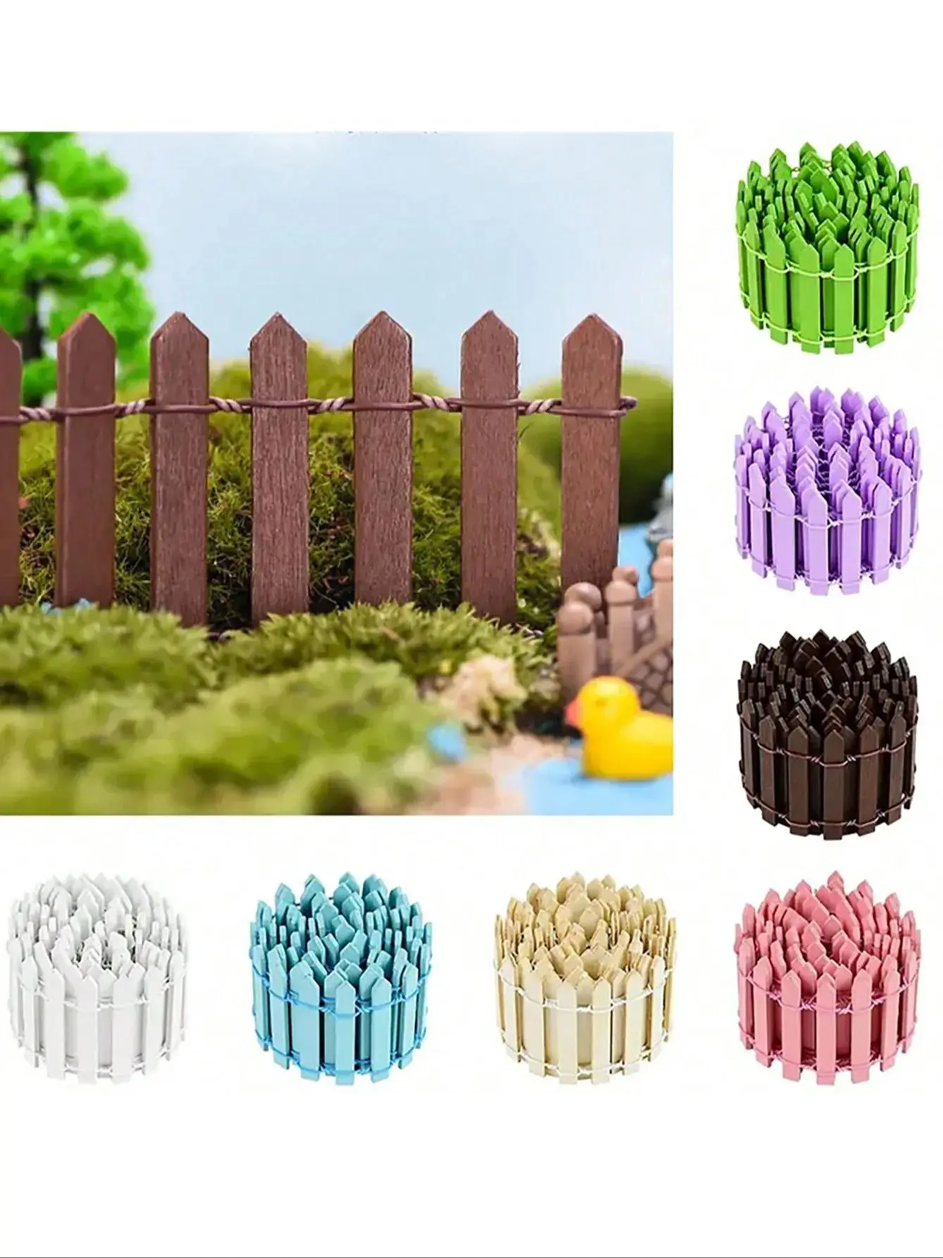 Mini cerca, decoração de jardim e bonsai, cerca de jardim de conto de fadas, decoração de madeira, projeto de artesanato diy, mini cerca de piquete