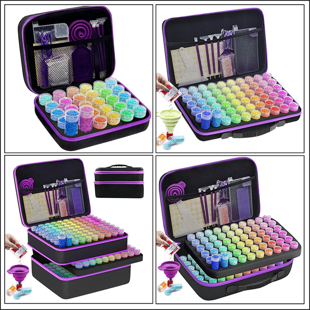 

30/60/120/240 Grids Diamond Painting Bead Storage Boxes Large Capacity Set With Accessories Mosaic Container Bag Tool Kit