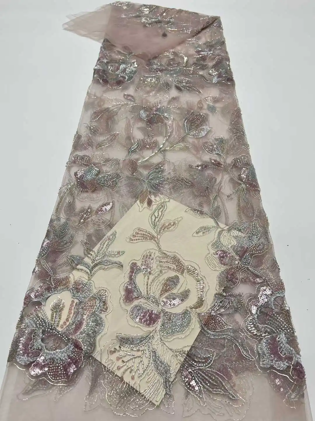 2025 جديد الترتر الأفريقي مطرز أقمشة الدانتيل شمسيّة دانتيل عالية الجودة النيجيري الفرنسية تول أقمشة الدانتيل لخياطة فستان حفلات الزفاف #6