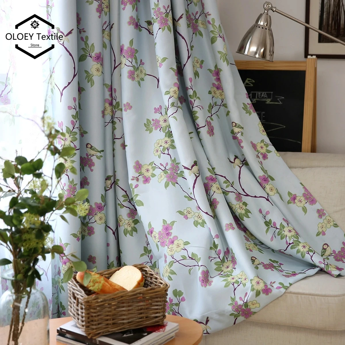 

Printed Flower Modern Curtains for Living Room Bedroom Window Treatments Kitchen Door Panel Drapes Tende Cortinas Custom Size