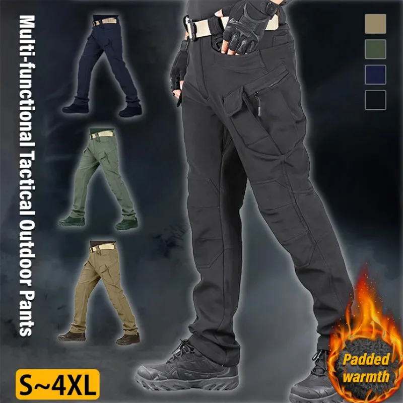 

Mens Military Pants Fleece Work Pants Camouflage Pants Outdoor Fall and Winter Training Pants