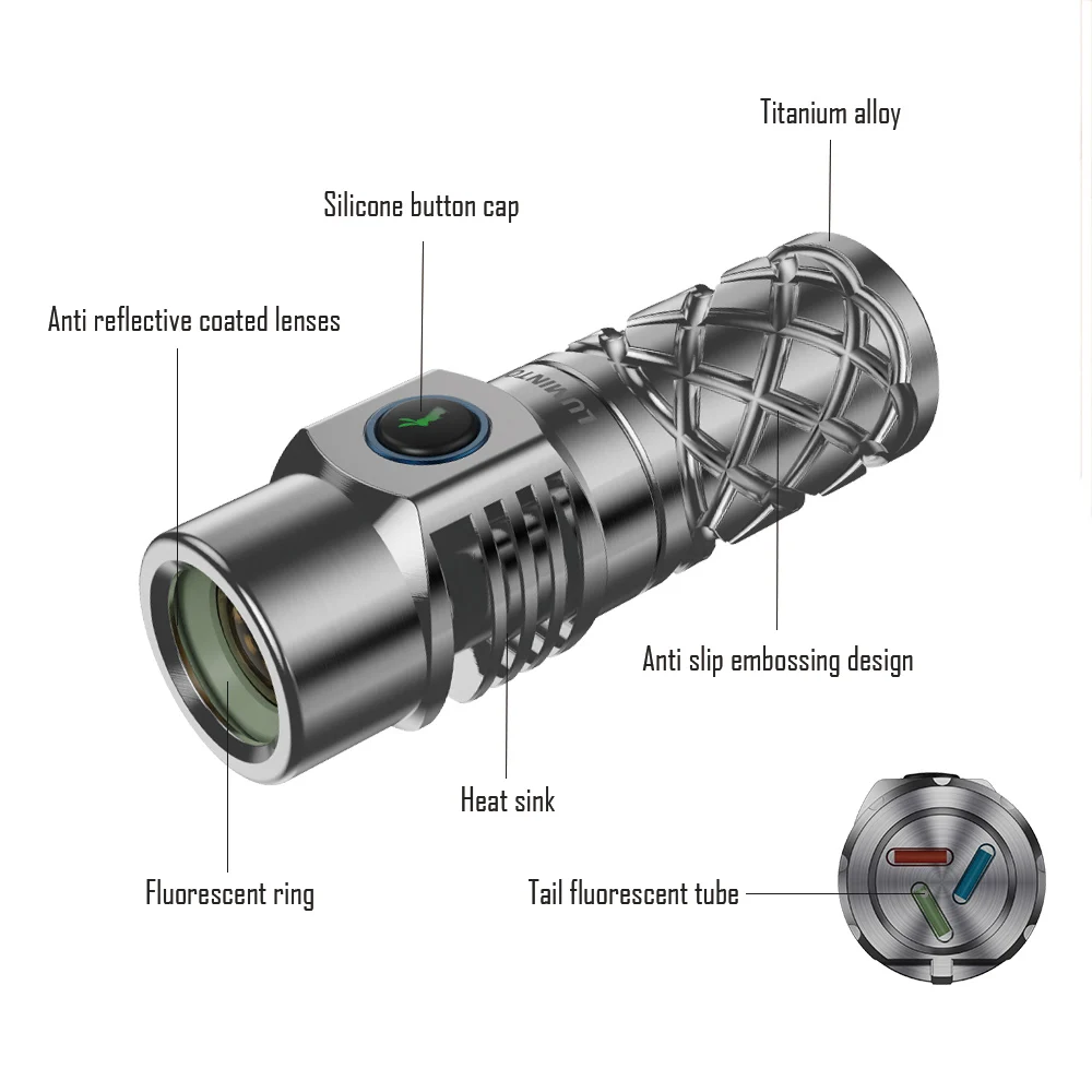 Imagem -05 - Tocha de Auto-defesa de Titânio Edc Iluminação de Acampamento ao ar Livre Lâmpada Led de Alta Potência Lanterna de Tenda er Mini Lâmpada 18350 700m