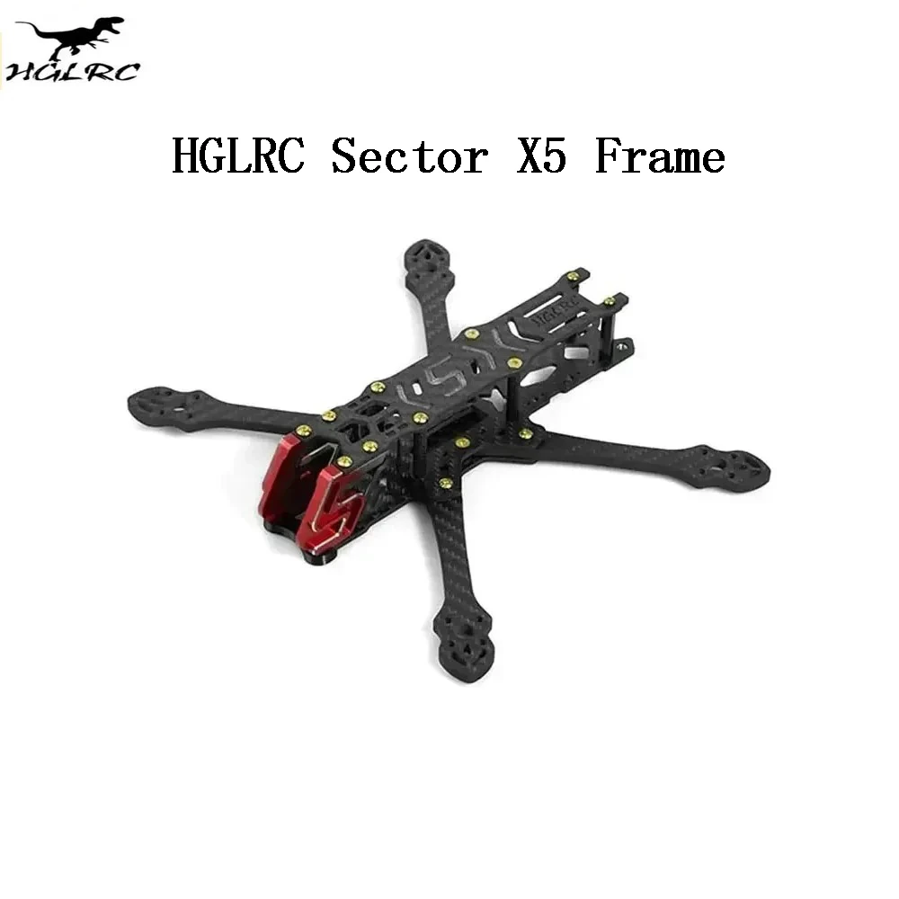 

HGLRC Sector X5 FR Carbon Fiber Frame 5 210mm CNC Machined for FPV Freestyle Racing Drone Compatible with T5045C Props