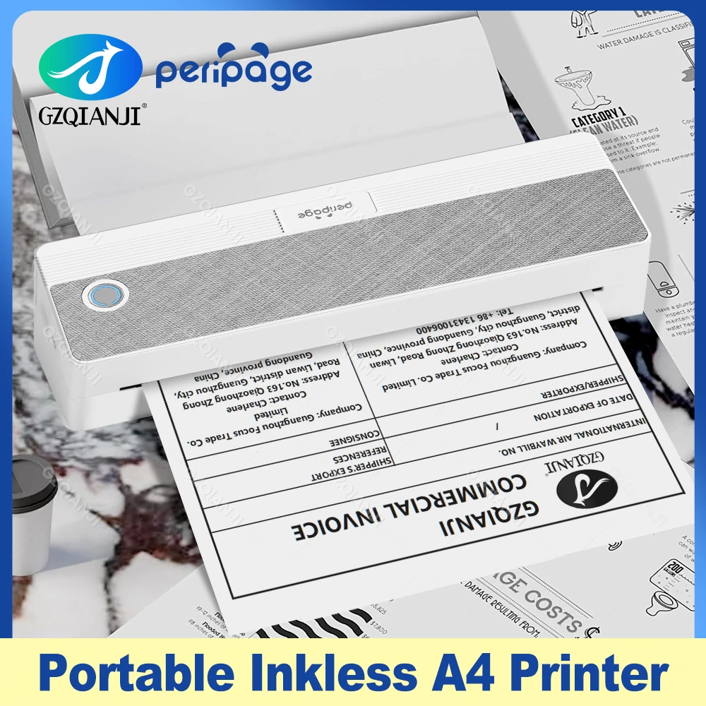 Peripage P81 Inkless Portable A4 Thermal Printer Wireless Bluetooth USB Printing Text PDF Document Photos A4 Machine Maker Paper