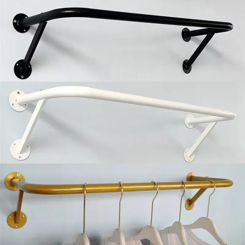 

Indoor Stainless Steel Clothes Drying Rod Fixed Wall Mounted Coat Hanger Simple Design Bathroom Clothesline Storage Organizer