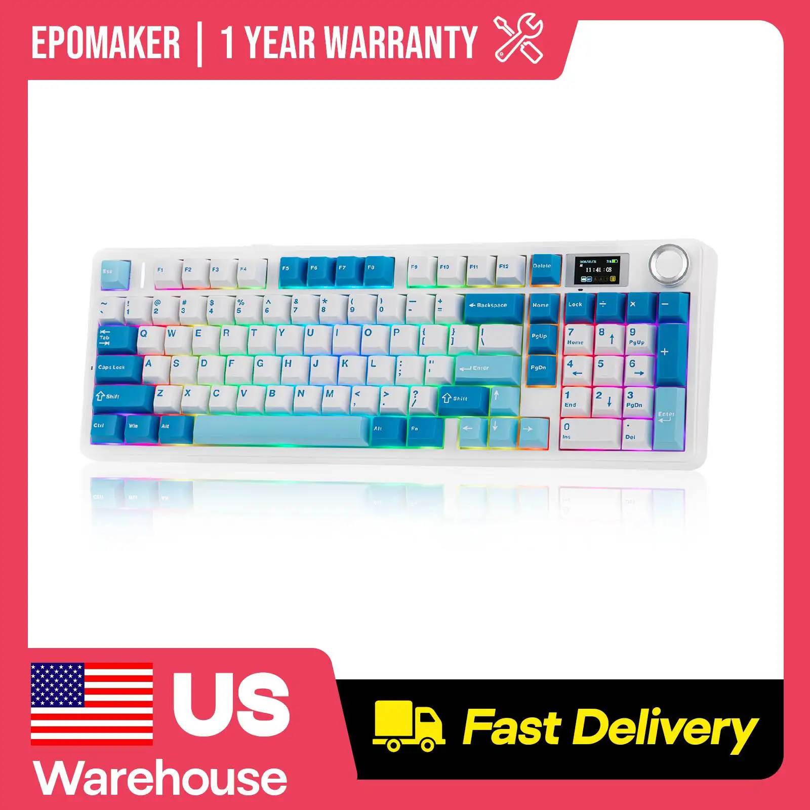 EPOMAKER × AULA F99 MAX(Co-Branded Version) 96% ANSI US Layout Tri-mode Wireless Mechanical Gaming Keyboard with 8000mAh Battery