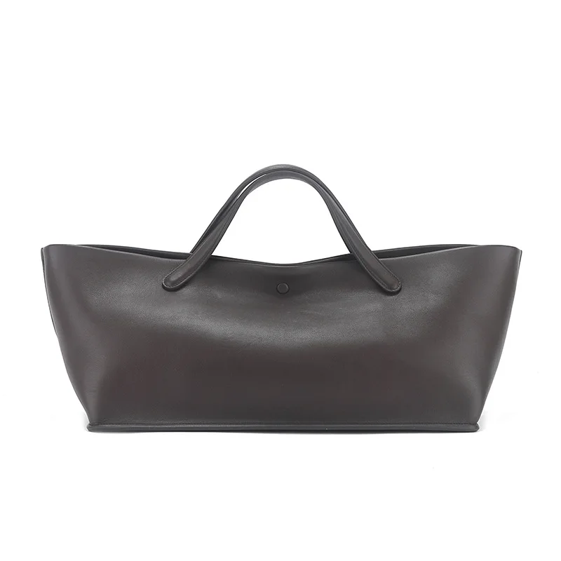 Extremely simple style 2024 new cowhide commuting large capacity tote bag, high-end and minimalist handbag