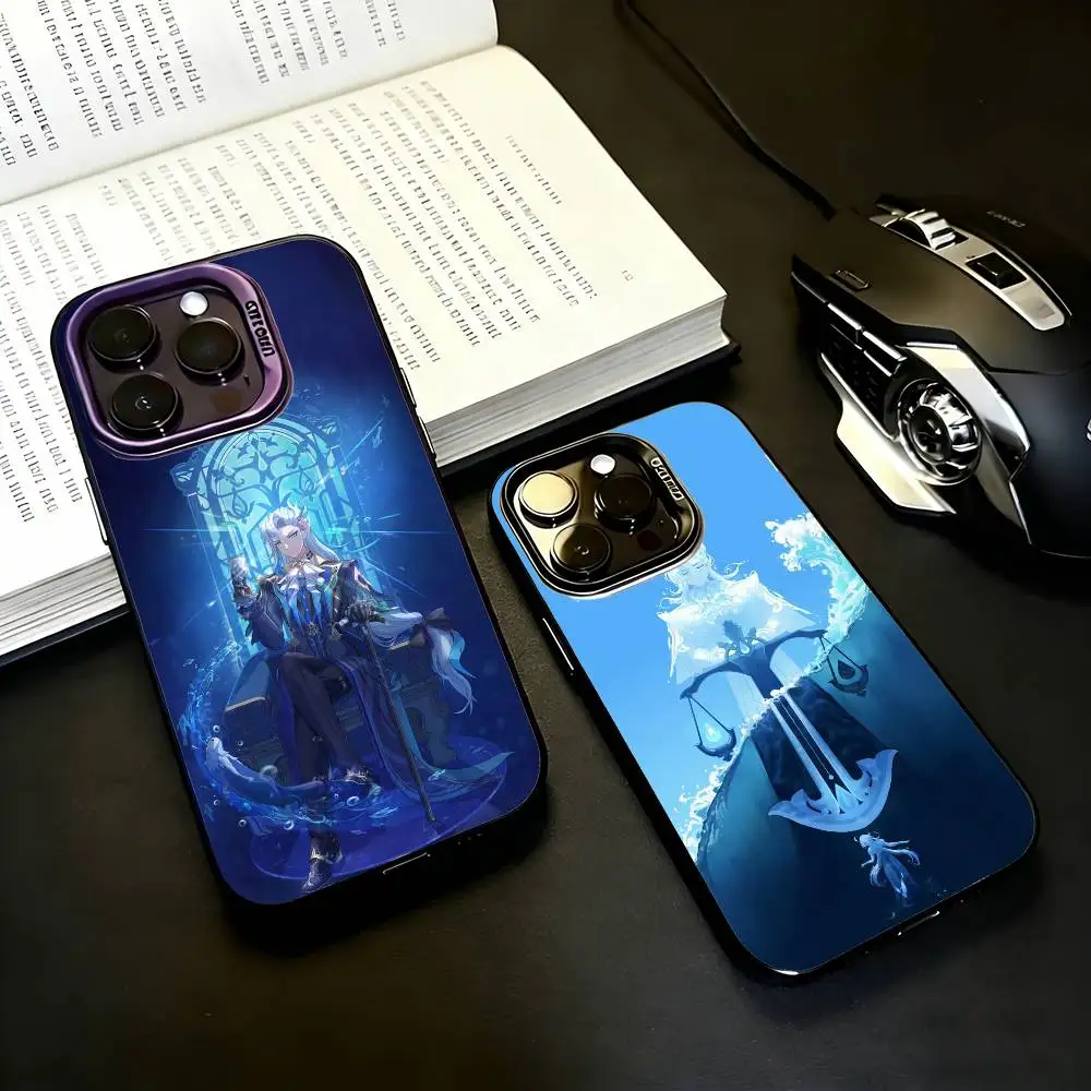 

N-Neuvillette Genshin Impact Phone Case For iPhone17,16,15,14,13,12,11 Plus,Pro Max Black Candy silver phone case