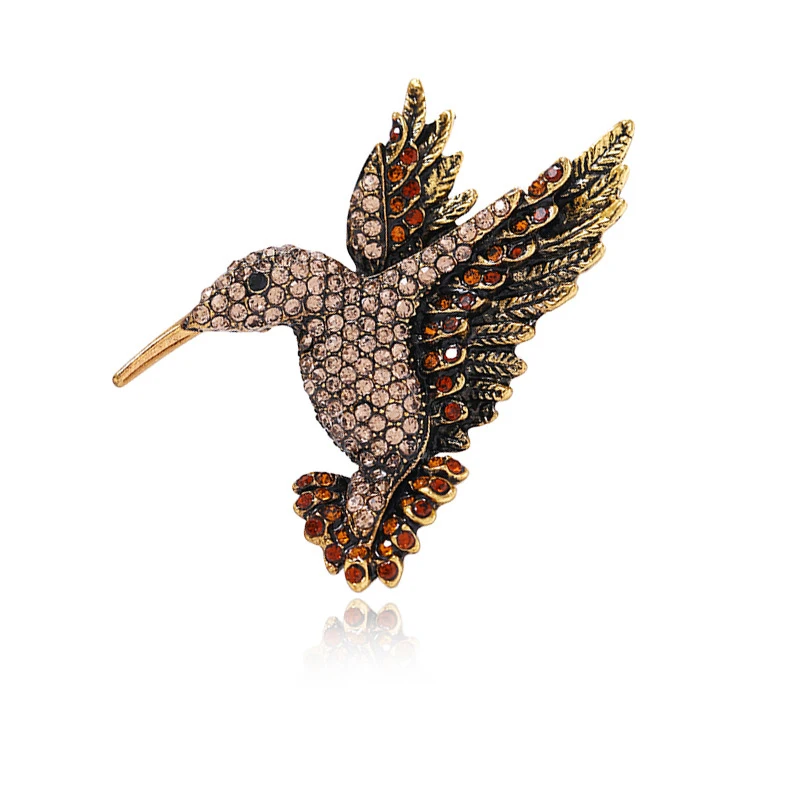 High-end exquisite sparkling rhinestone hummingbird brooches, animal bird clothing corsage pins, bags accessories, jewelry gift