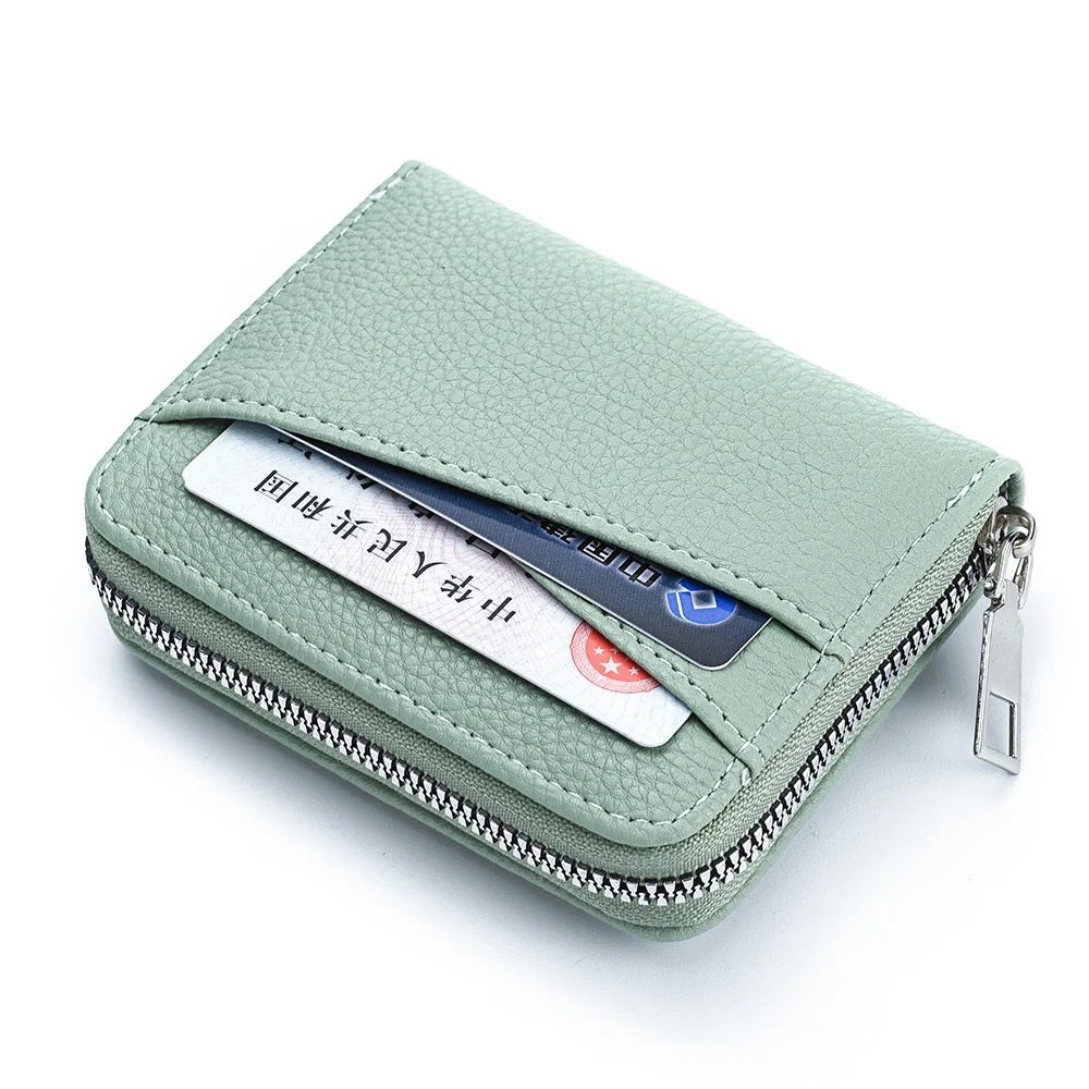 Women's Zipper Purse Short Lychee Pattern Fashion Multi-Card Slot ID Card Holder Coin Zipper Purse For Women