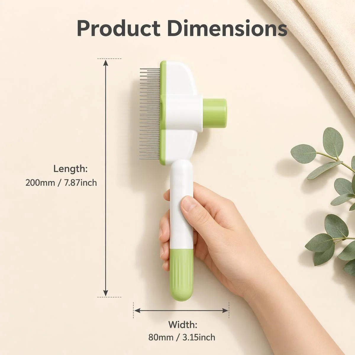 INS Style Rotatable Deshedder for Pets, One-Key Self-Cleaning, Anti-Matting Comb, Cats Dogs, 200x80mm
