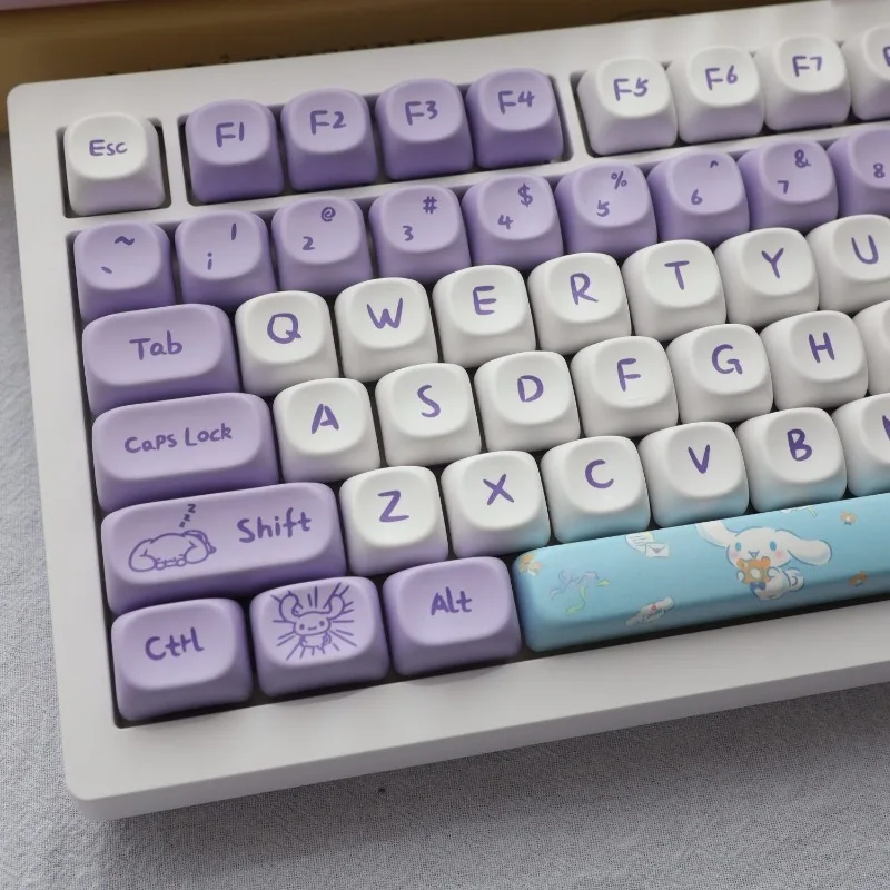 Sanrio Kawaii Cinnamoroll Keycaps Cartoon Style PBT Mechanical Keyboard Key Caps MOA and XDA Highly Cute Keyboard Accessories