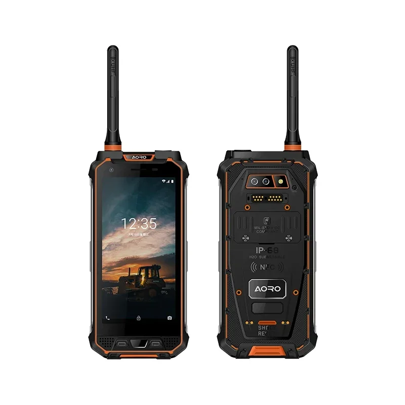 Aoro m5 industrial walkie talkie telefone inteligente robusto de longo alcance baixo preço com walkie talkie telefone à prova d' água
