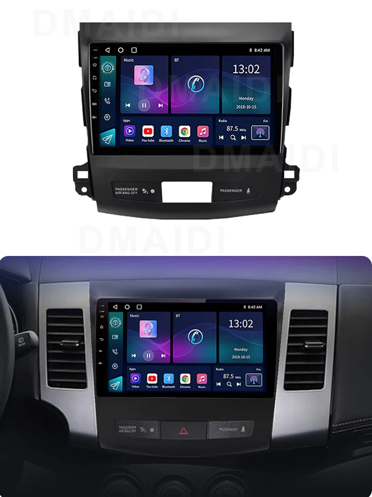 Lecteur multimédia d'autoradio Android 10 pour Mitsubishi, Outlander XL 2, 2007-2012, Cristaux, C-Crosser, 2007-2013, GPS, Carplay, 2 Din