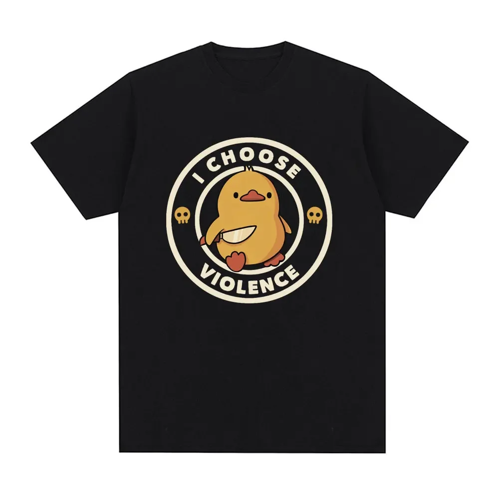 

Cotton Yellow Duck humorous slogan printed T-shirt Men's summer breathable street style T-shirt Loose o neck short sleeve top