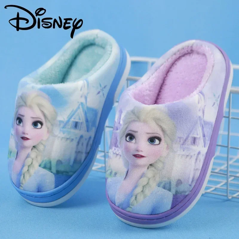 Winter New Children\'s Cotton Slippers Girls\' Home frozen elsa Princess Casual Shoes Disney