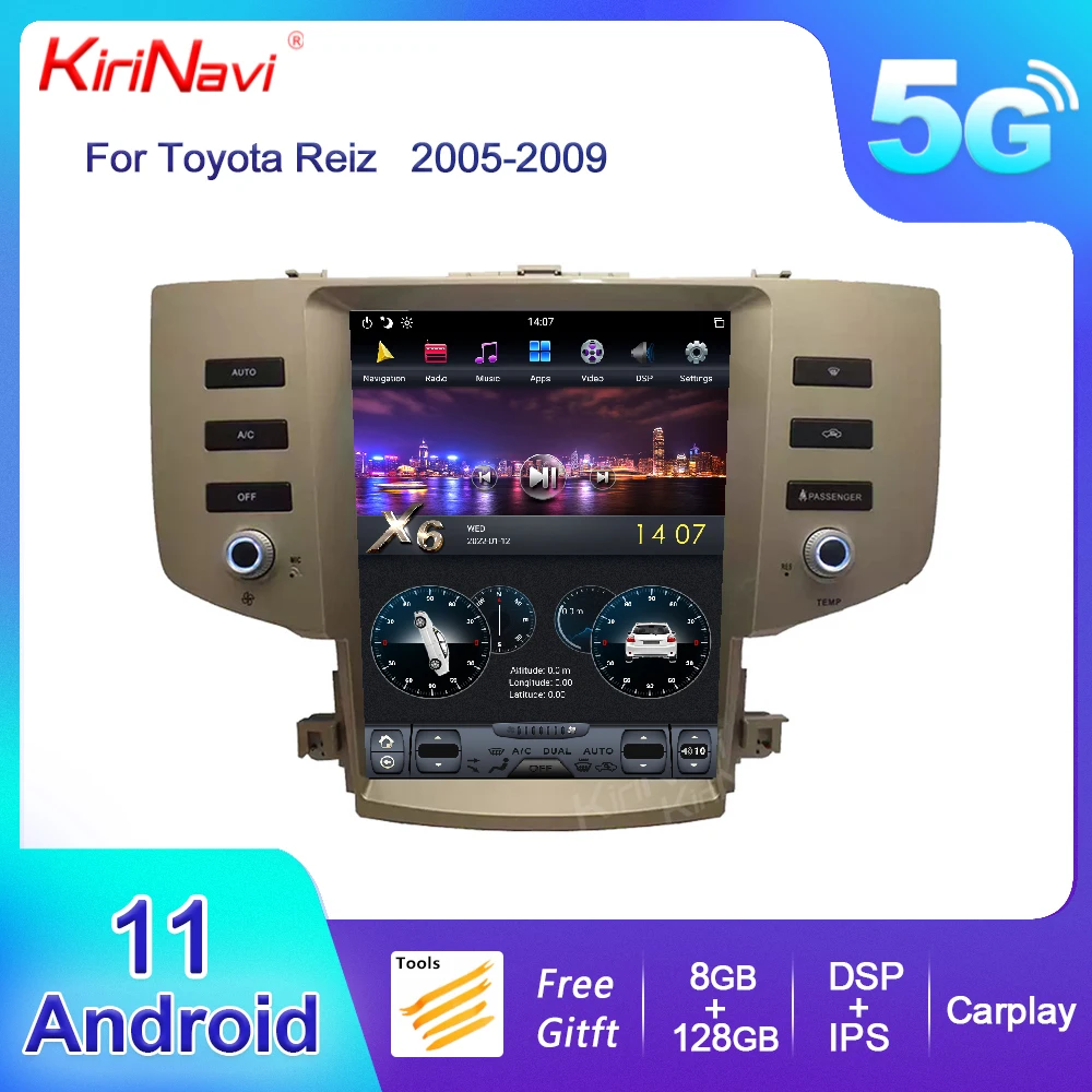 

KiriNavi Vertical Screen Tesla Style Android 11 For Toyota Reiz Mark 2005-2009 Car Radio Dvd Player Auto GPS Navigation 4G DSP