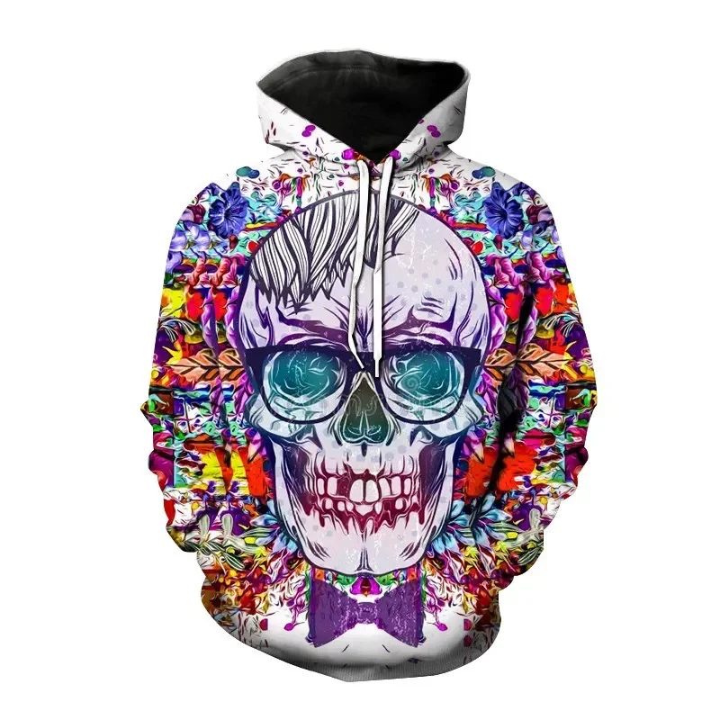 

Autumn Winter Punk Skull Fashion Skeletor Y2k Graphic 3D Print Hoodie Men Colorful Casual Goth Streetwear Oversized Pullover New