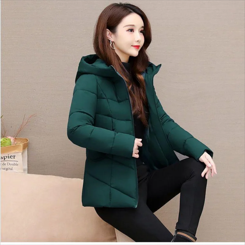 2023 Casual hooded cotton-padded lady slimming cotton-padded Korean fashion mom high-end coat lady