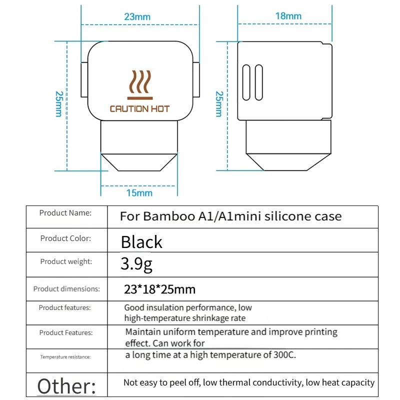 1/3/5pcs 3D Printer Hotend Protective Cover Suitable for Bambu Lab A1/A1 Mini Printer Hotend Silicone Cover