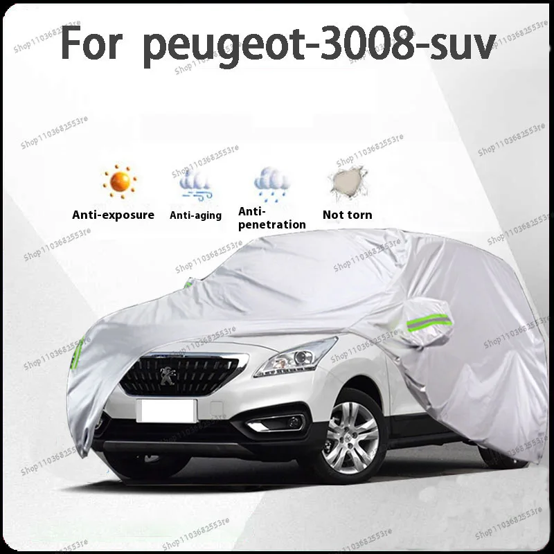 

For Peugeot 3008 Fit Car Cover Waterproof Dustproof Sunshade (UV) Snowproof Silve Full Cover with All-Day Protection