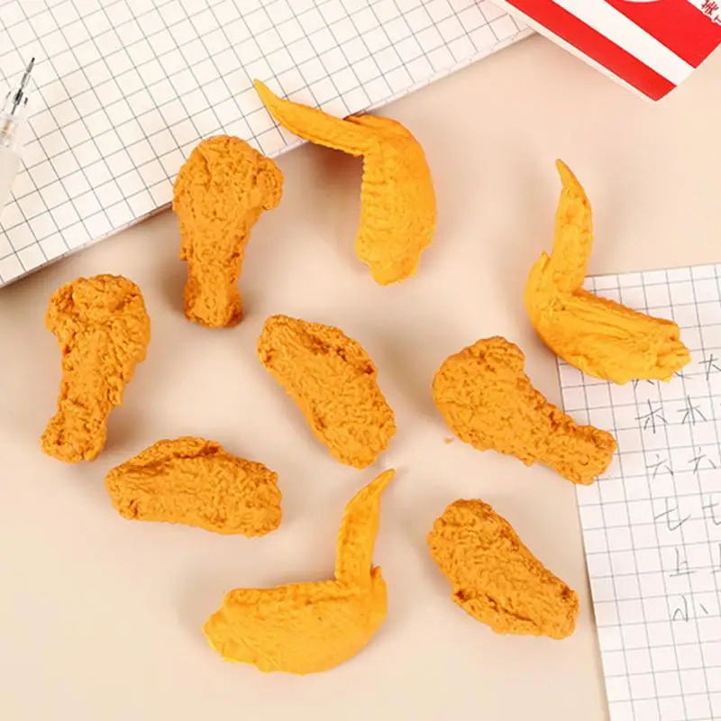 Creative Eraser Cartoon Simulation Family Bucket Fried Chicken Set Drumstick Eraser Kawaii Stationery For Kids Rubber