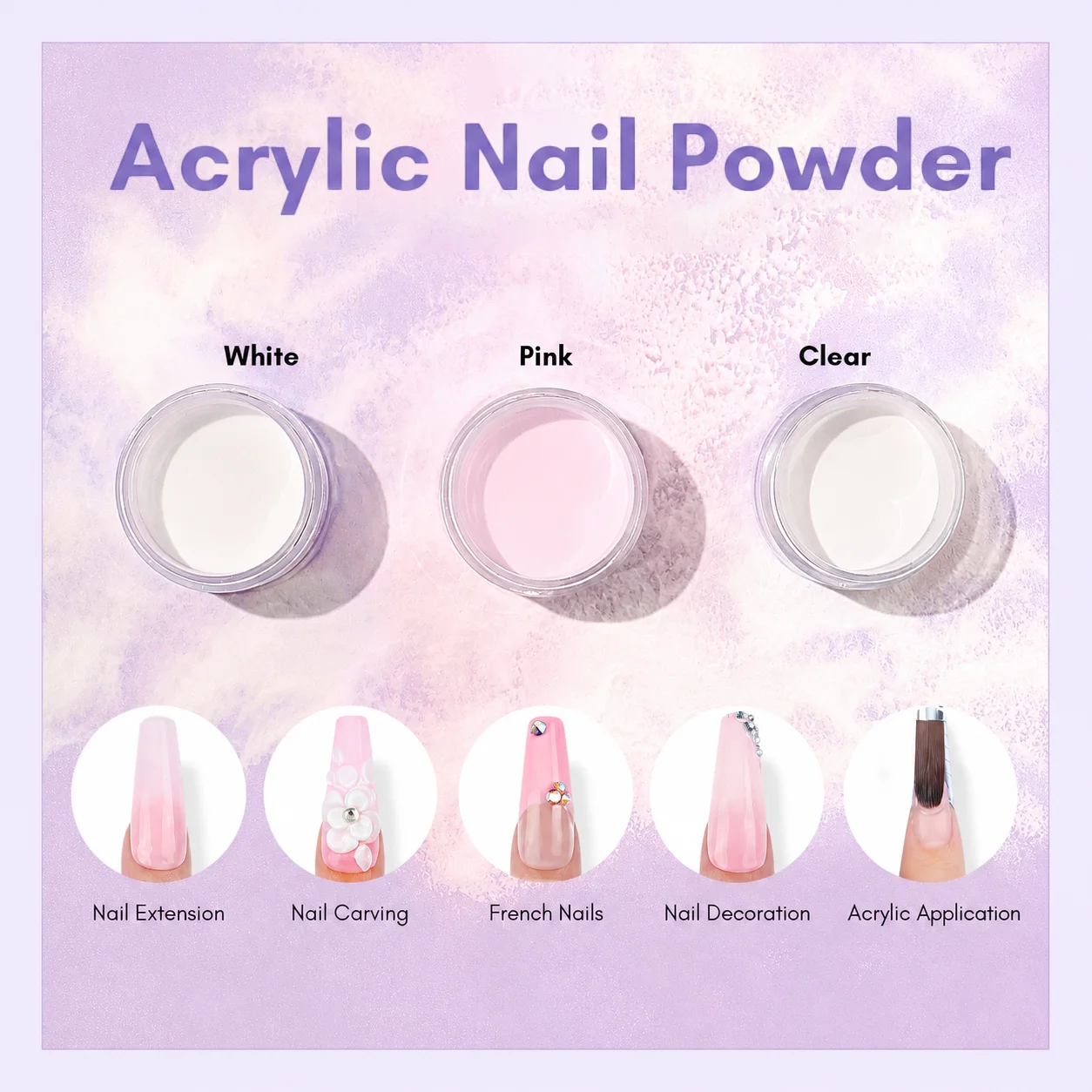 Professional Bulk Nail Art Kit with 500 Tips & 42 Glitters, Acrylic & UV Gel Salon Supplies Set with UV Lamp, Acrylic Liquid Powder, Rhinestone Wheels, Nail Tech Wholesale, Student Refill
