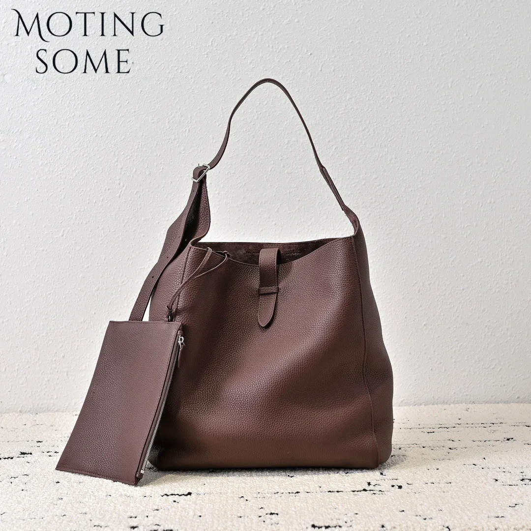 

Motingsome Luxury Togo Cowhide Bucket Bag for Women Messenger Bag Large Capacity Commuter Genuine Leather Shoulder Tote 2025 New