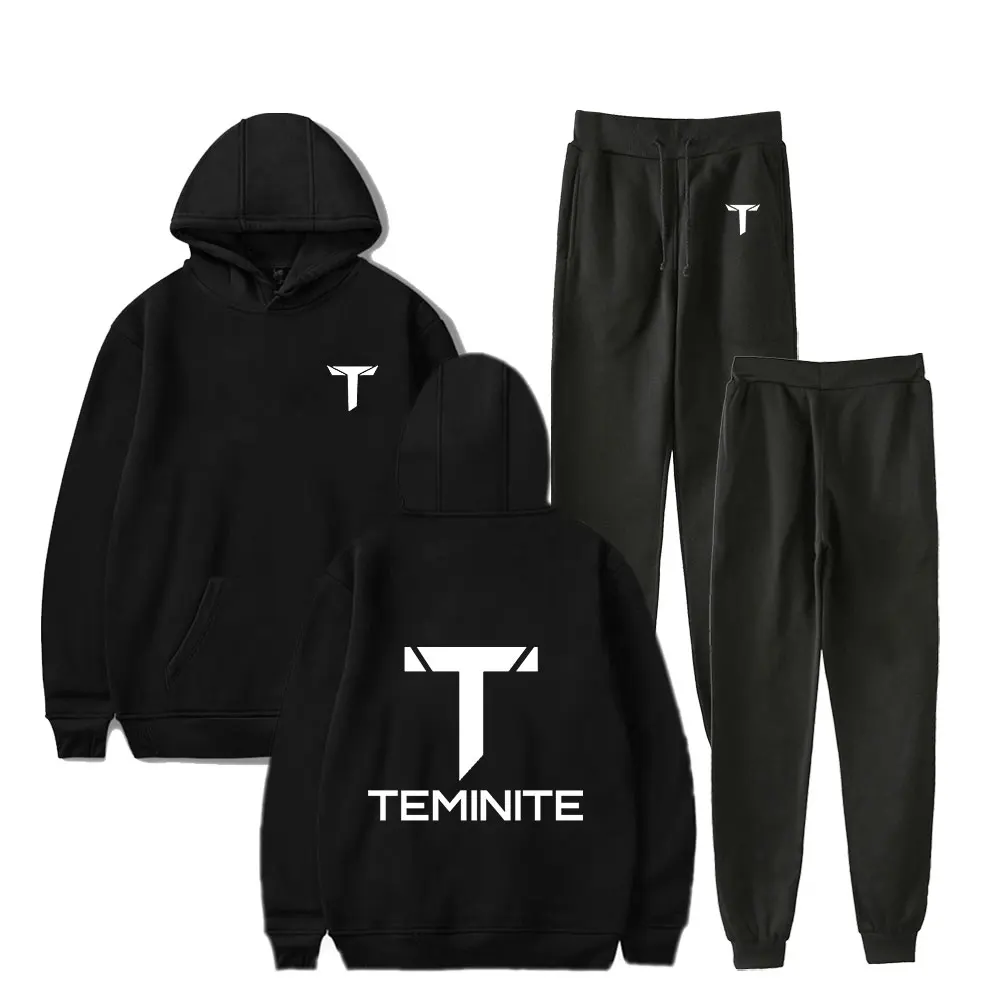 

Teminite Merch Hoodie Must-Have Sports Two Piece Women Men's Suit Loose Hoodie+Pants Sportswear