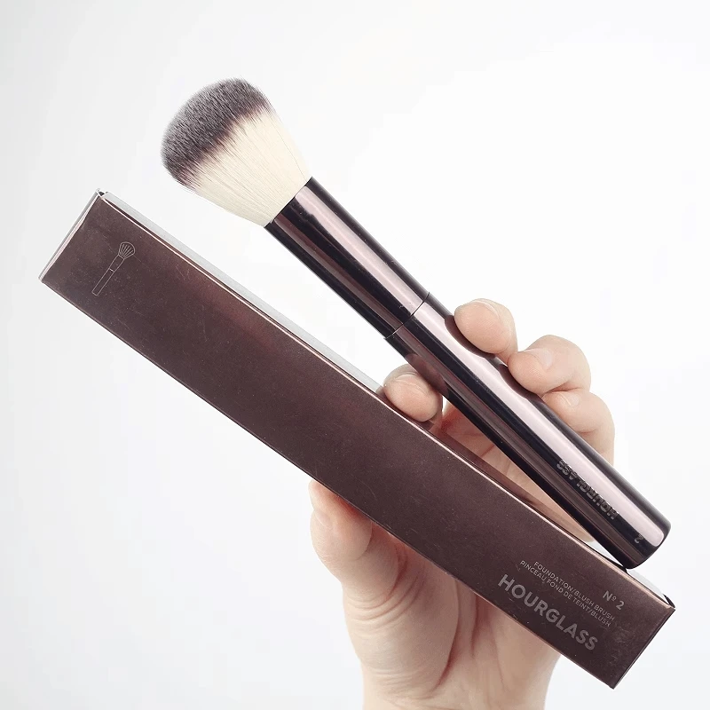 Hourglass Makeup Brush- No.1 Round Head Loose Powder Brush Soft Fiber Hair Fashion Design Single Face Brush No.2 Blusher Brush