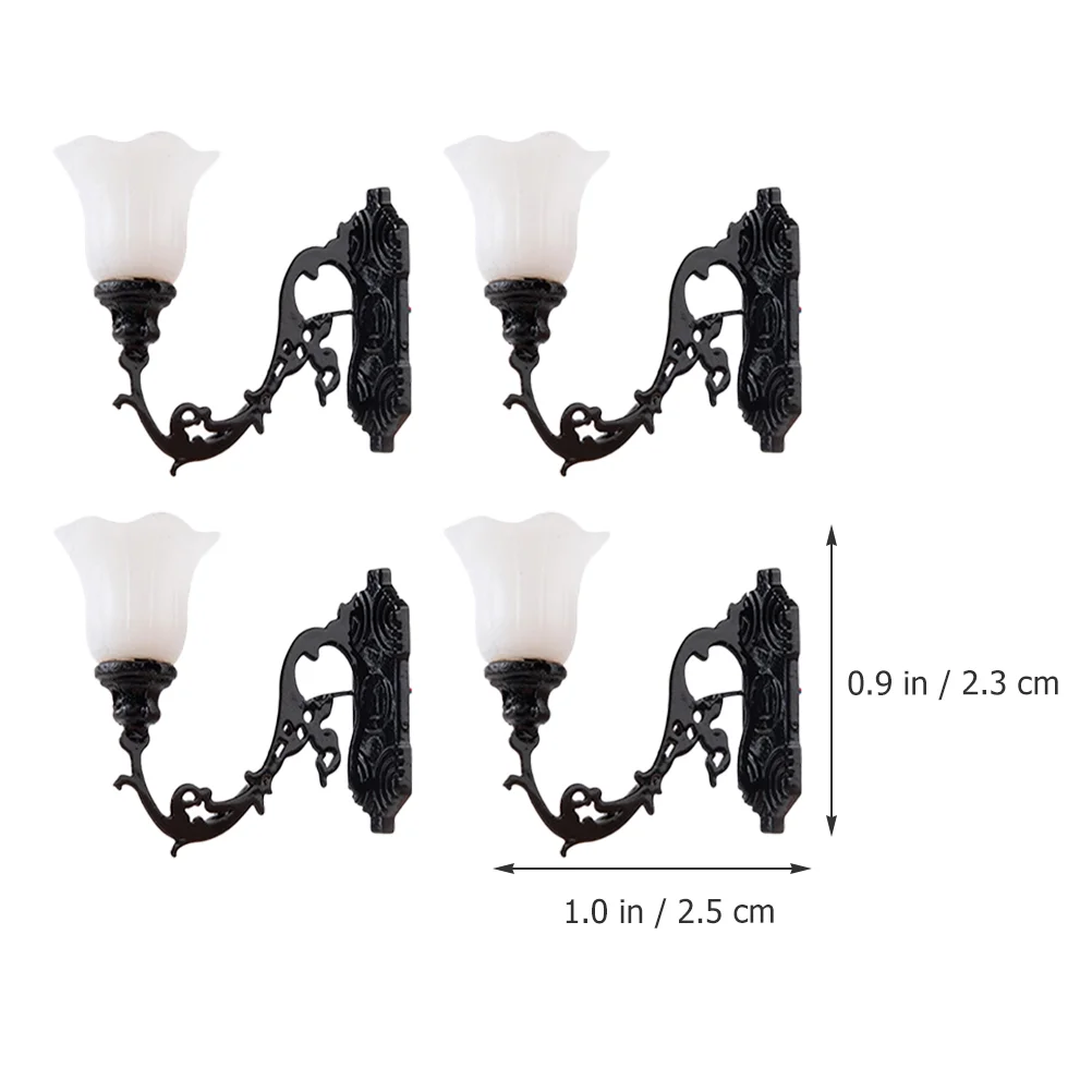 4 Pcs Dollhouse Wall Light Mini DIY Lights Adornment Toy Lamp Model outside Lamps for Material Sand Table Materials