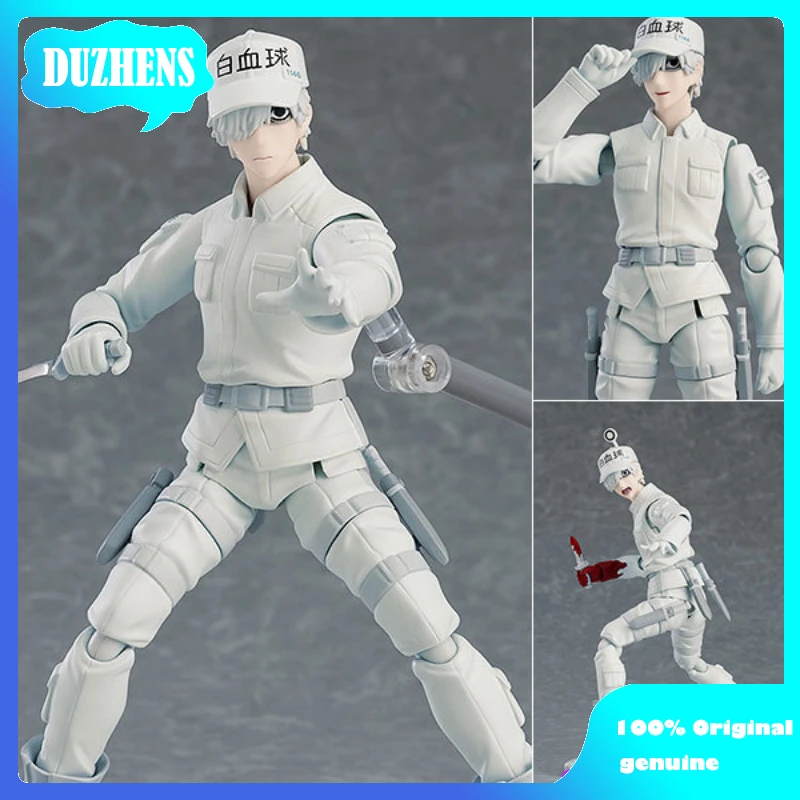 100% Original:Cells at Work! white blood cell figma 15cm PVC Action Figure Anime Figure Model Toys Figure Collection Doll Gift