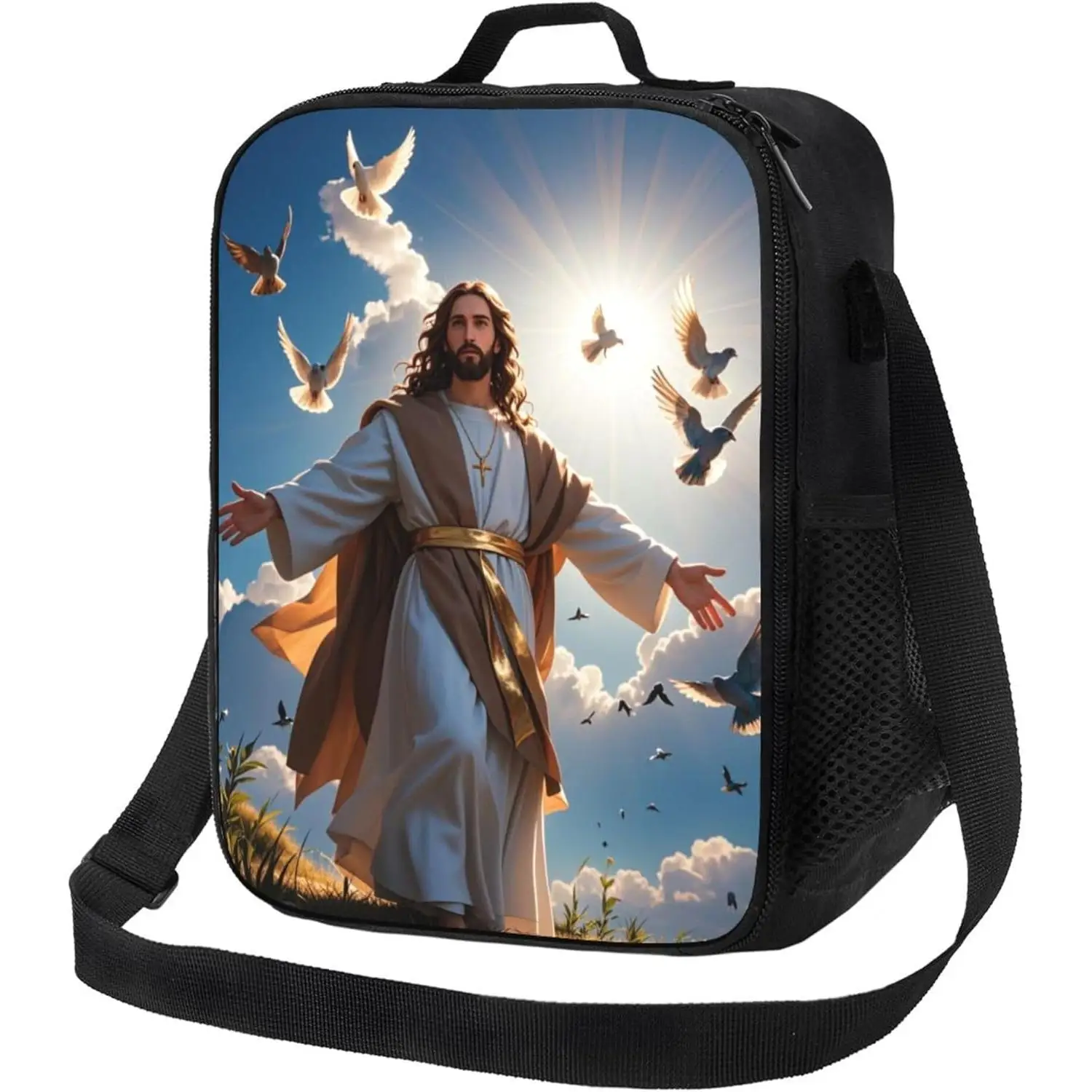 

Христианство Иисус в солнце Изолированная сумка для обеда Многоразовый холодильник Ланч-бокс Ланч-бокс для мужчин/женщин Герметичный ланч-бокс